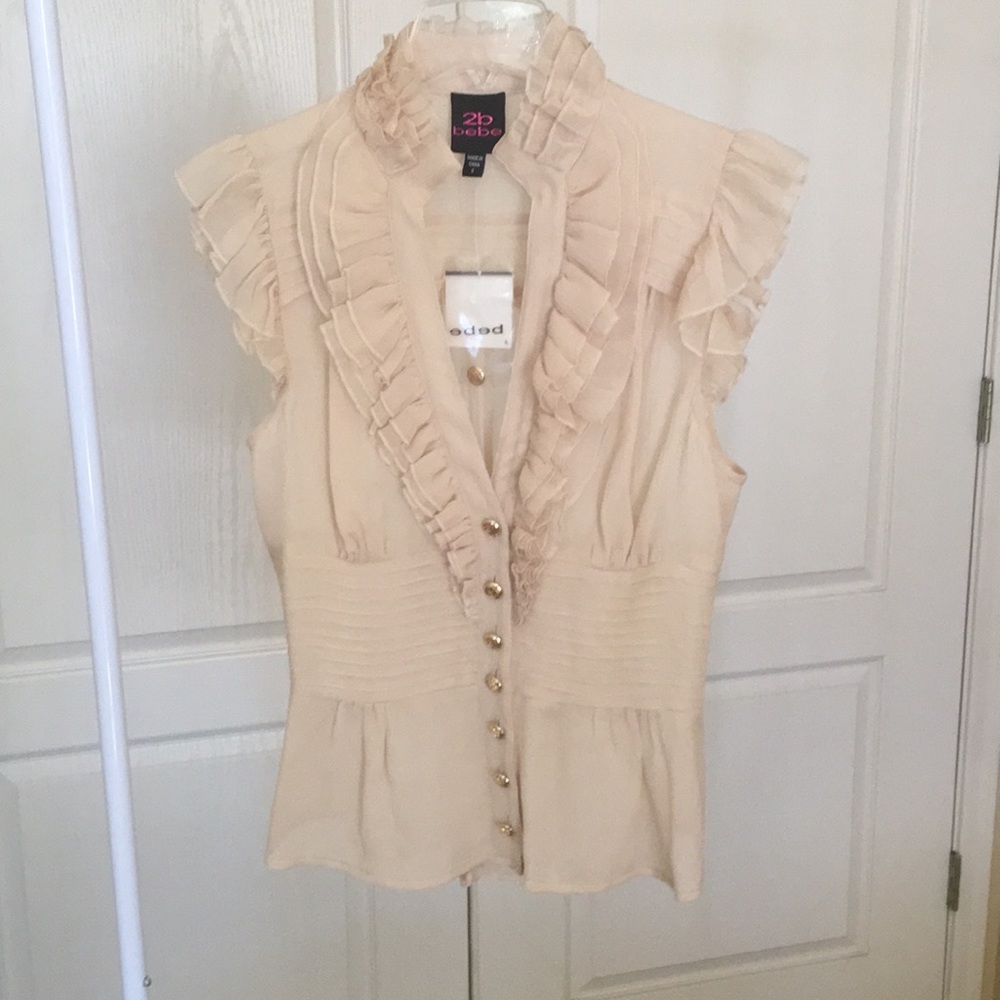 Lovely ruffled flutter sleeve sheer blouse.